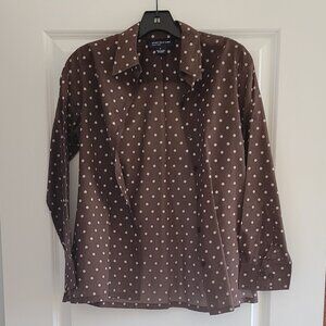 Jones New York Signature brown polka dot top, small